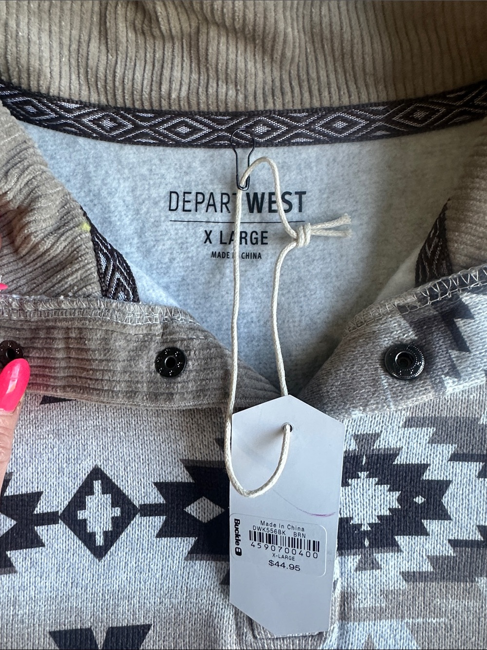 Men's Geo-Pattern Half-Zip Sweater Pullover - Grey - Picture 2 of 2